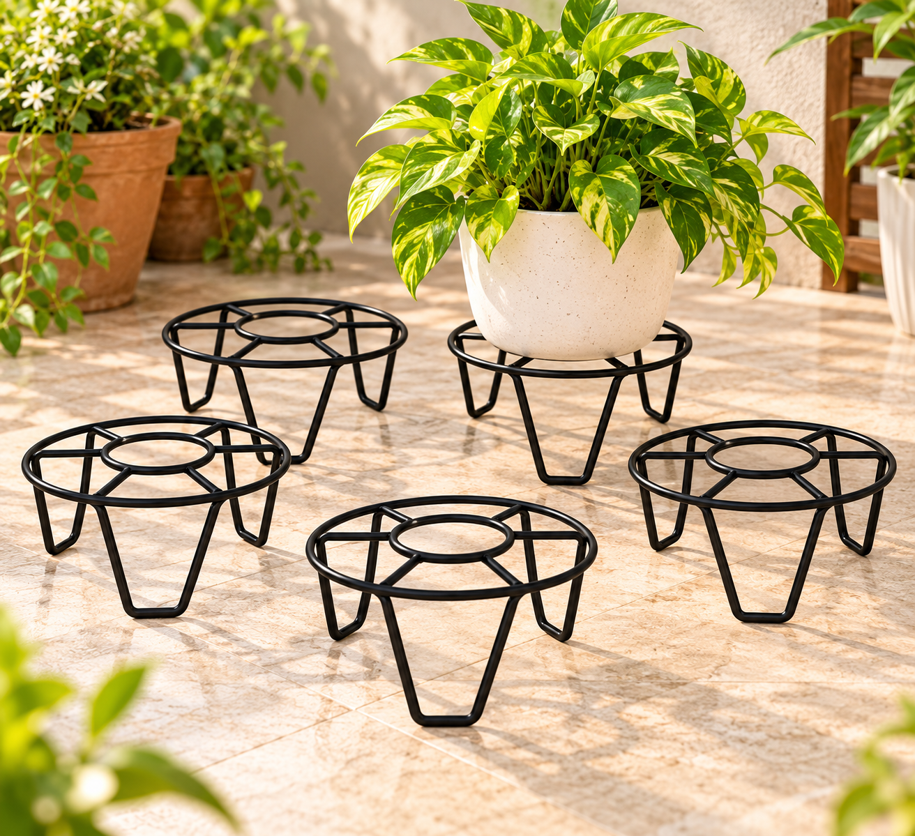 Gamla Stand Plant Stand Pot Stand Iron Stand (Set of 12) Garden Balcony Pot Stand thumbnail 2