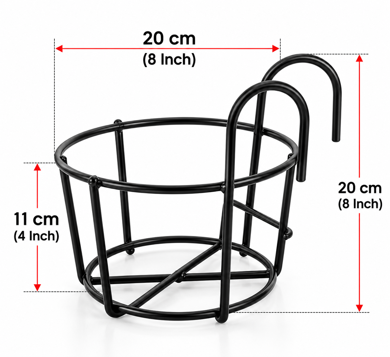 Retailers Genius Metal Balcony Railing Hanging Planter Stand Outdoor Flower Pot Holder, Heavy Duty Rustproof Plant Rack for Garden, Terrace (2, Round Hanging Stand) thumbnail 3