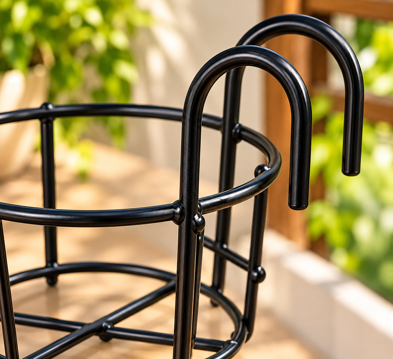 Retailers Genius Metal Balcony Railing Hanging Planter Stand Outdoor Flower Pot Holder, Heavy Duty Rustproof Plant Rack for Garden, Terrace (2, Round Hanging Stand) thumbnail 4