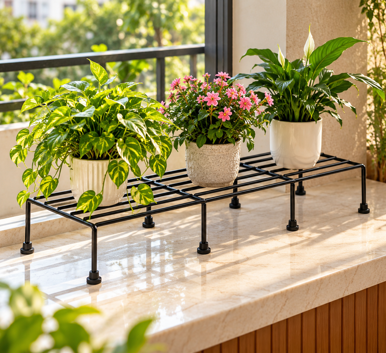 Metal Plant Stand (Set of 4 Black) | Pot Stand | Stand for Balcony  24 Inches | Indoor & Outdoor Use thumbnail 3