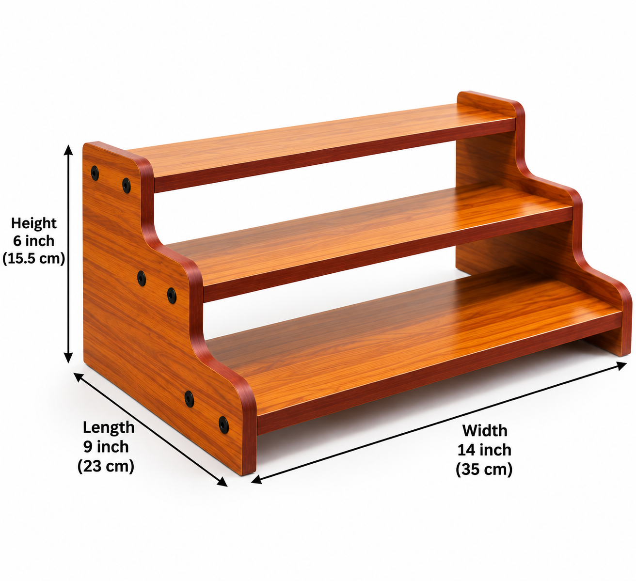 Wooden 3-Tier Kitchen Countertop Organizer | Premium Wooden Spice Rack & Utility Shelf Stand thumbnail 4