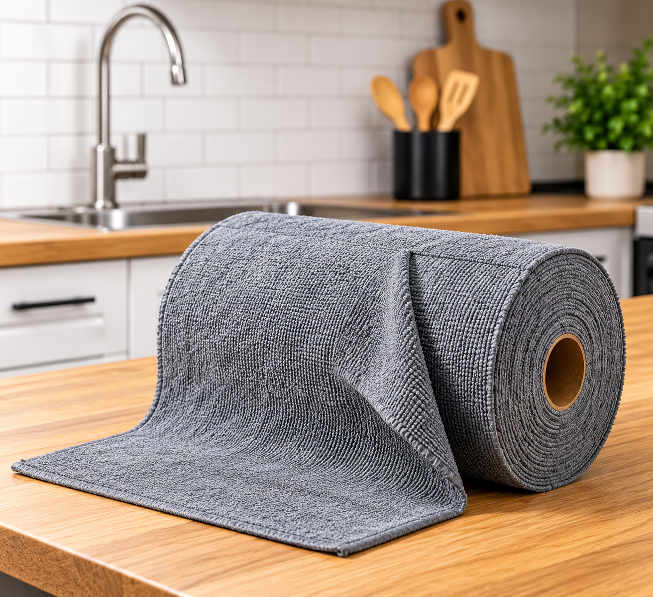 PRIMETRADE Microfiber Cleaning Cloth Roll  40 Tear-Away Washable Sheets, 25 cm