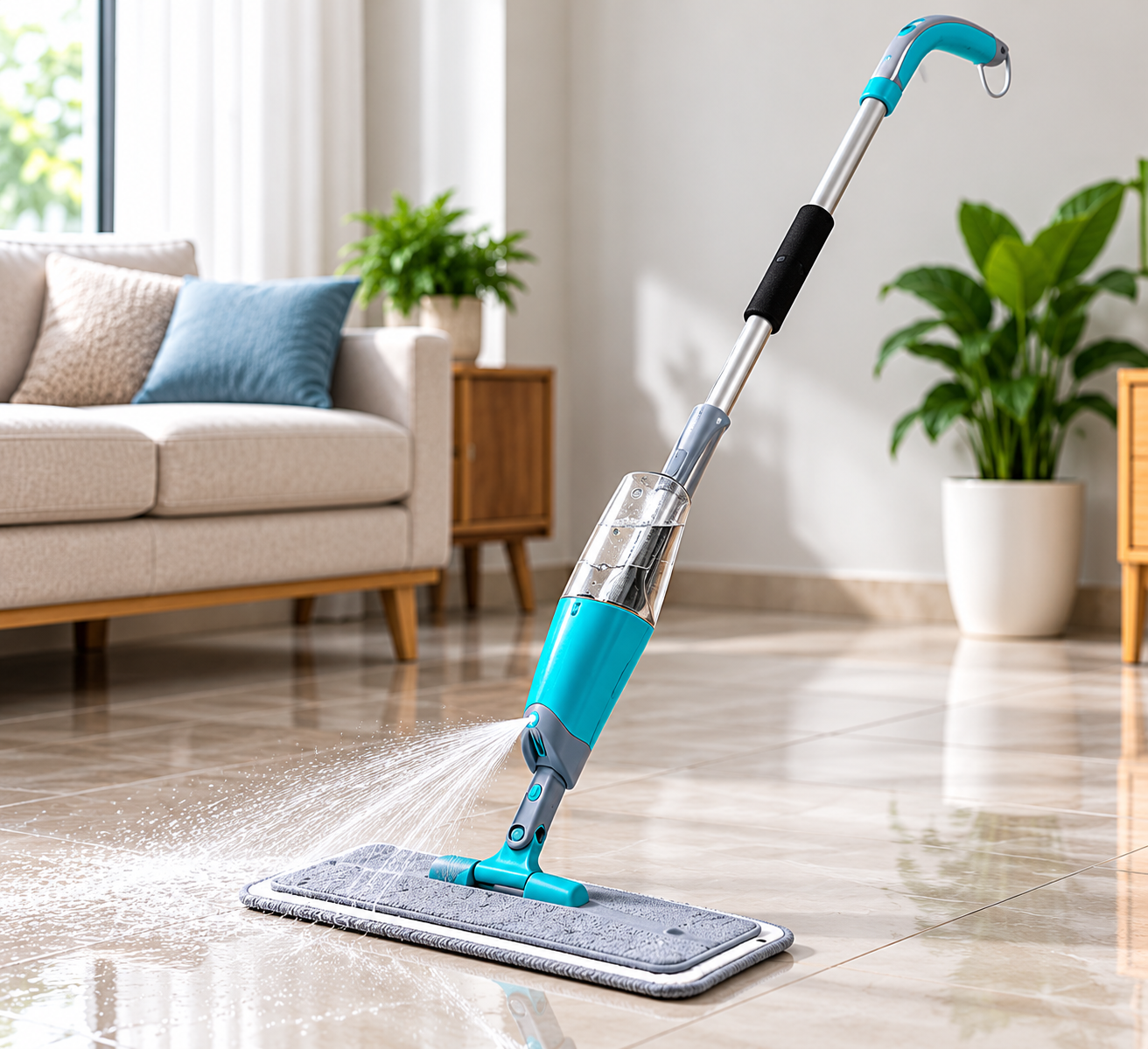 Multifunctional Microfiber Floor Cleaning Spray Mop with Washable Pad (Multicolour)