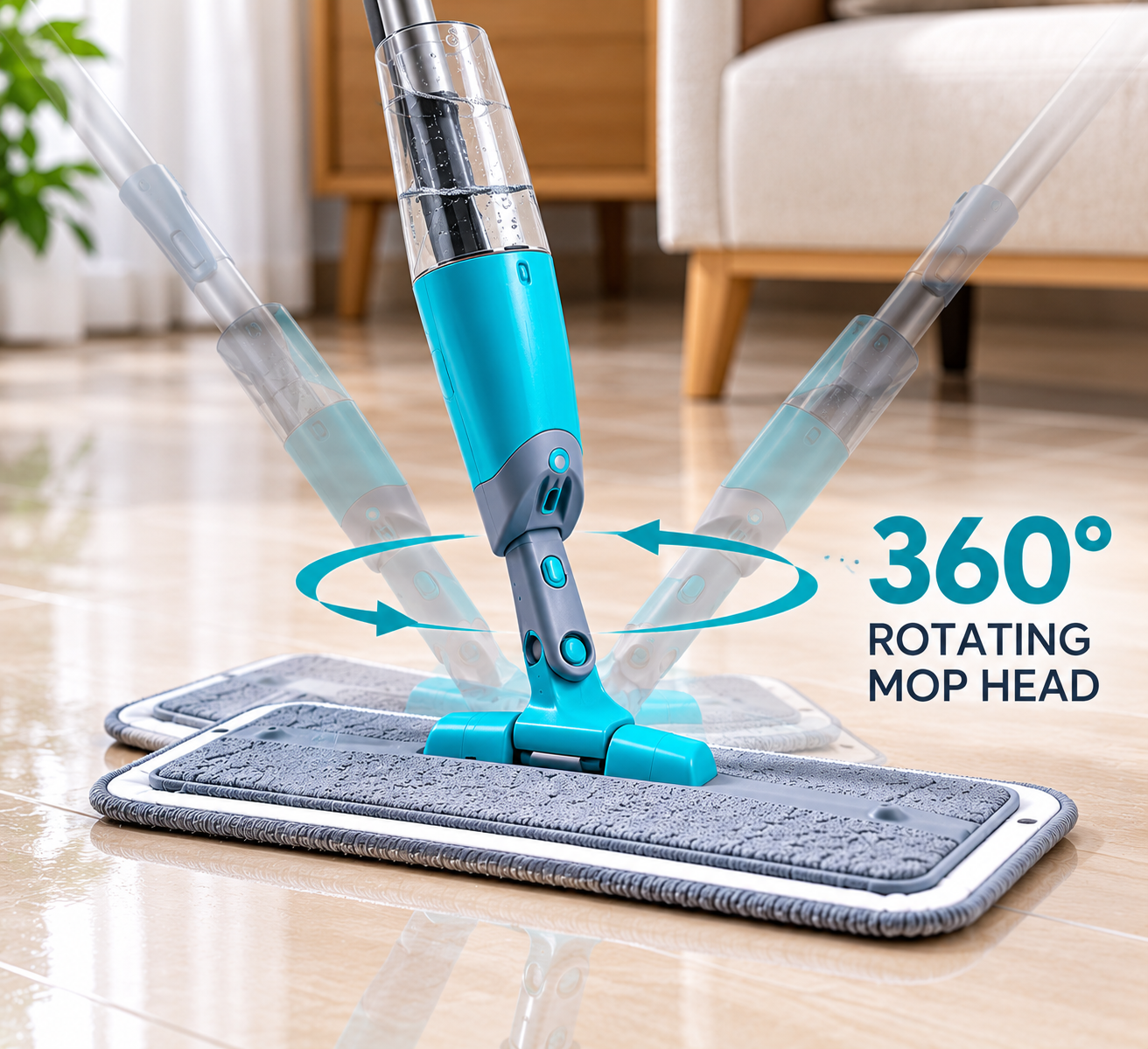 Multifunctional Microfiber Floor Cleaning Spray Mop with Washable Pad (Multicolour) thumbnail 4